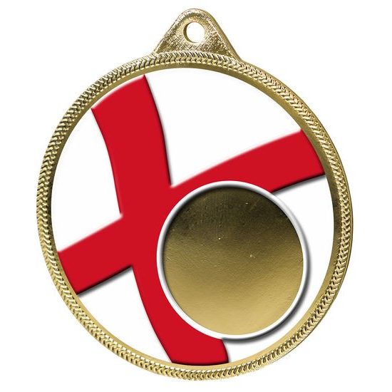 England Flag Logo Insert Gold 3D Printed Medal