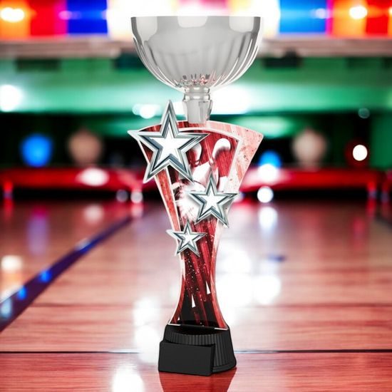 Triple Star Tenpin Bowling Silver Trophy Cup