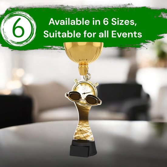 Vancouver Classic Swimming Goggles and Stopwatch Gold Cup Trophy