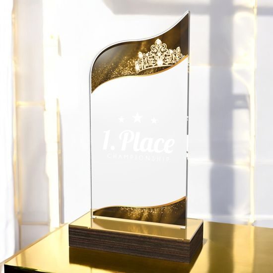 United Beauty Pageant Acrylic Wood Fusion Trophy