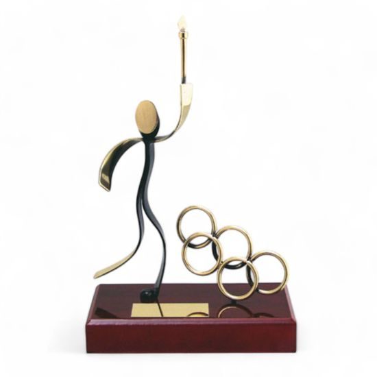 Barcelona Olympic Rings and Torch Handmade Metal Trophy