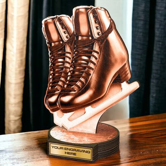 Grove Classic Black Ice Skating Boot Real Wood Trophy