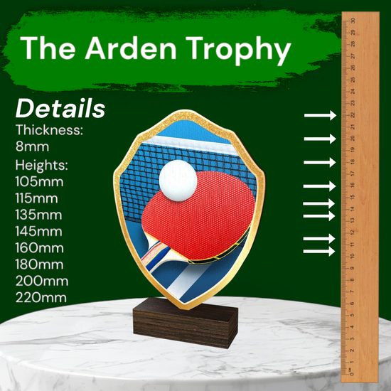 Arden Table Tennis Real Wood Shield Trophy