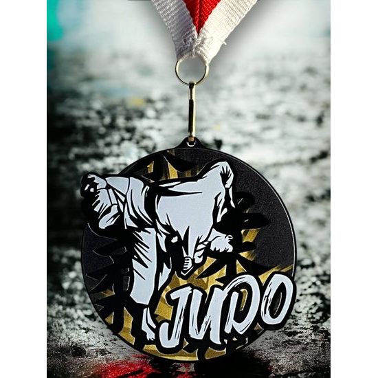 Rincon Classic Judo Black Acrylic Medal