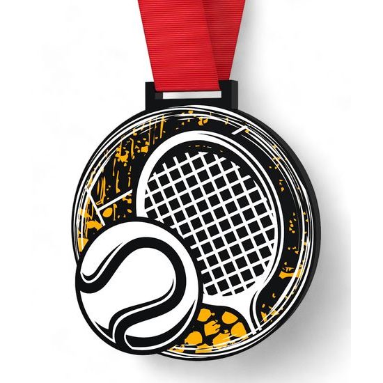 Giant Tennis Black Acrylic Medal