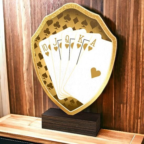 Arden Classic Poker Card Games Real Wood Shield Trophy
