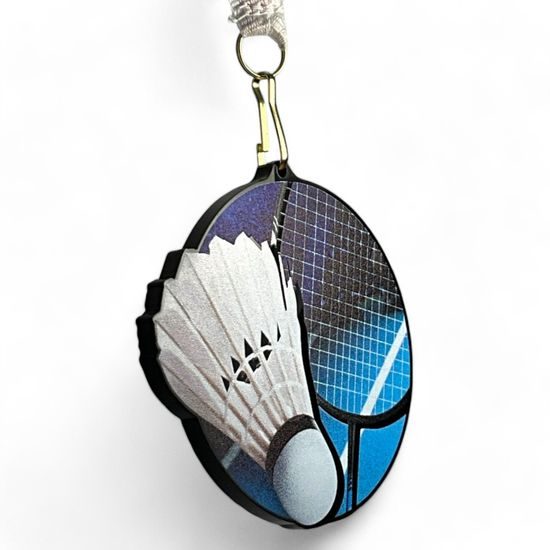 Rincon Colour Badminton Black Acrylic Medal