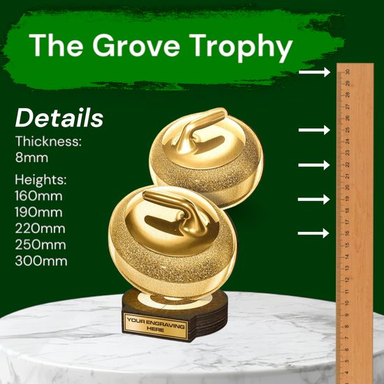 Grove Classic Curling Real Wood Trophy