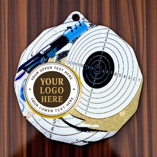 Aurum Pistol Shooting Stainless Steel Logo Insert Medal