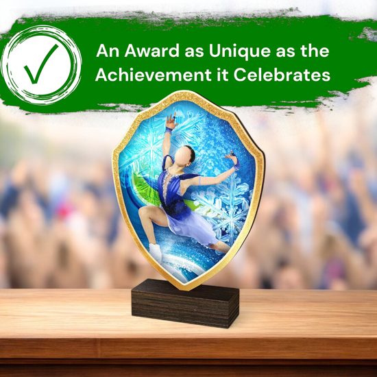 Arden Figure Skating Real Wood Shield Trophy