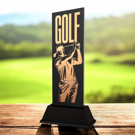 Shadowline Male Golfer Trophy – Stainless Steel Award