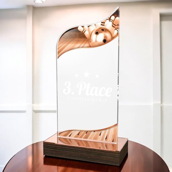 United Tenpin Bowling Acrylic Wood Fusion Trophy