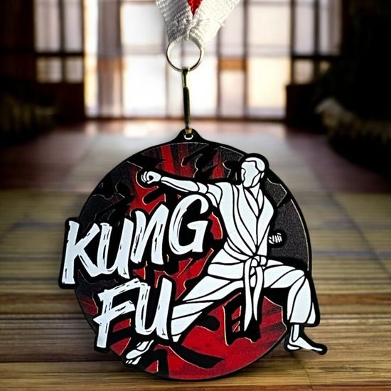 Rincon Colour Kung Fu Black Acrylic Medal