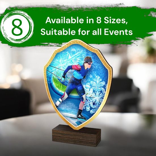 Arden Cross-Country Skiing Real Wood Shield Trophy
