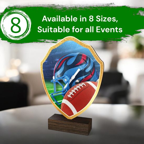 Arden American Football Helmet Real Wood Shield Trophy
