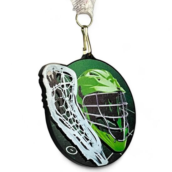 Rincon Colour Lacrosse Black Acrylic Medal