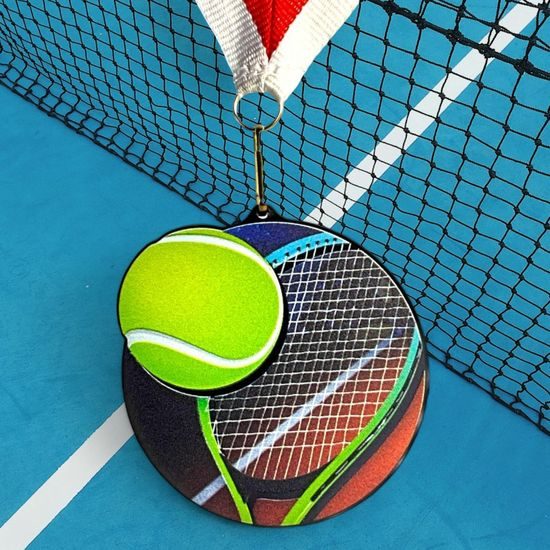 Rincon Colour Tennis Black Acrylic Medal