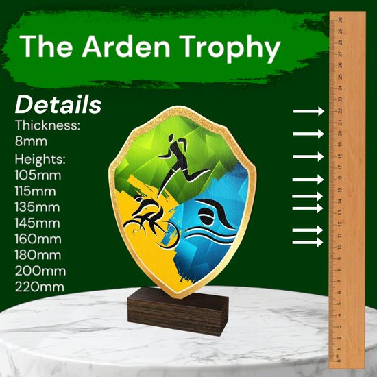 Arden Triathlon Real Wood Shield Trophy