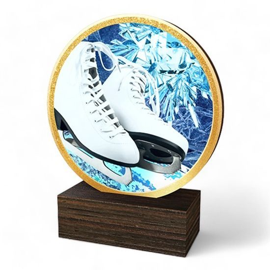 Holt Colour White Ice Skates Real Wood Trophy