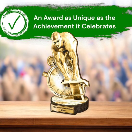 Grove Classic Male Swimmer Real Wood Trophy