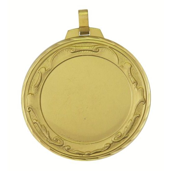 Scroll Logo Insert Diamond Edged Gold Brass Medal