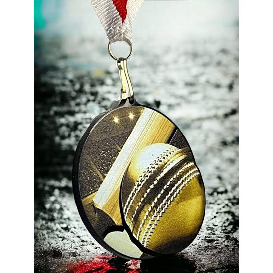 Rincon Classic Cricket Black Acrylic Medal