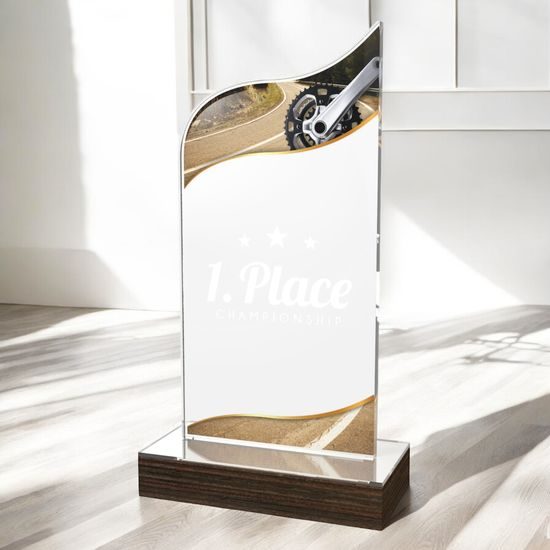 United Cycling Acrylic Wood Fusion Trophy