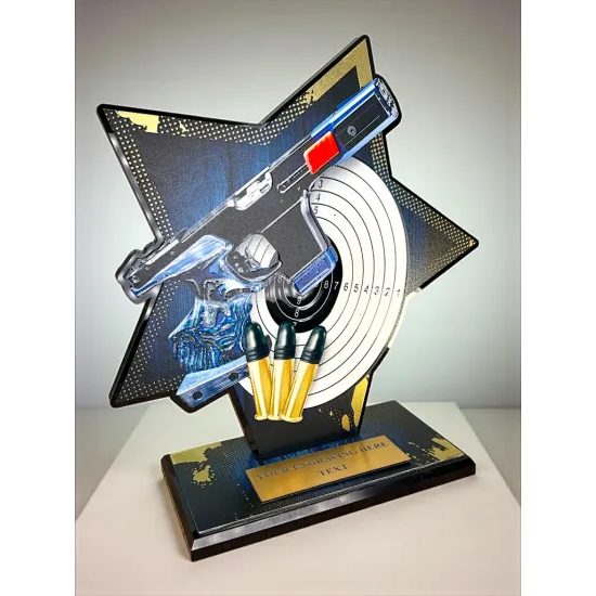 Liano Metal & Acrylic Star Pistol Shooting Trophy