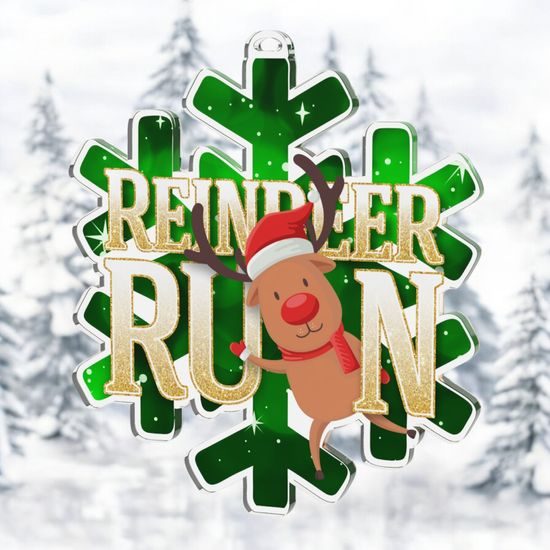 Christmas Reindeer Run Snowflake Medal