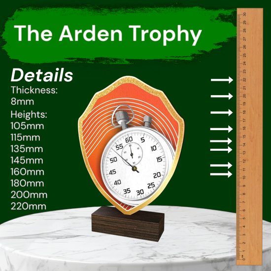 Arden Running Real Wood Shield Trophy