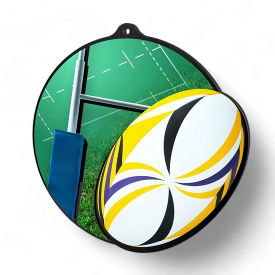 Rincon Colour Rugby Black Acrylic Medal