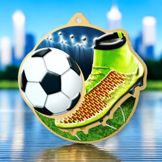 Aurum Football Boot & Ball Stainless Steel Medal