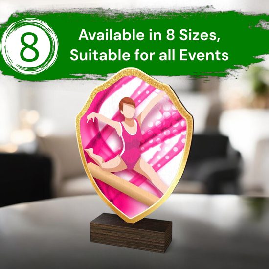 Arden Gymnastics Female Real Wood Shield Trophy