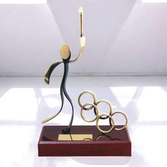 Barcelona Olympic Rings and Torch Handmade Metal Trophy
