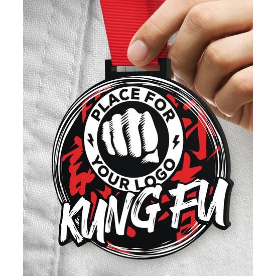 Giant Kung Fu Black Acrylic Logo Medal