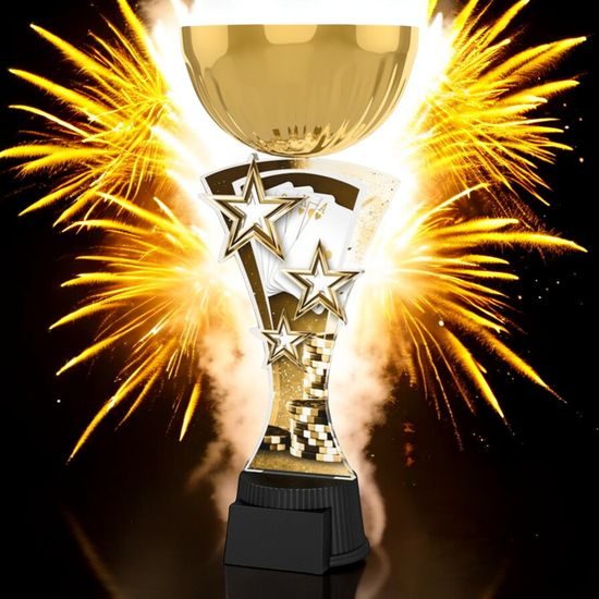 Triple Star Classic Poker Cards Gold Trophy Cup