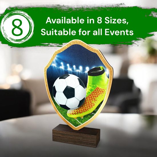Arden Football Boot Real Wood Shield Trophy