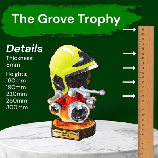 Grove Firefighter Real Wood Trophy