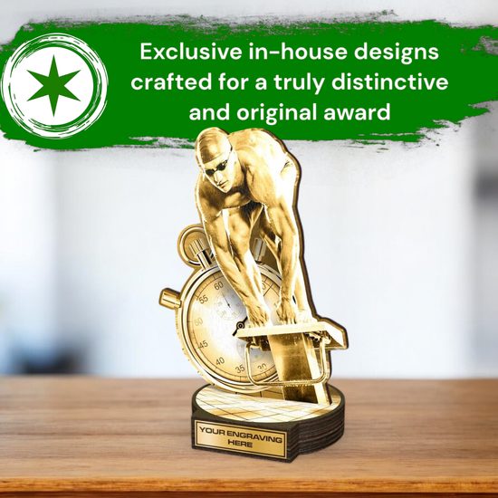 Grove Classic Male Swimmer Real Wood Trophy