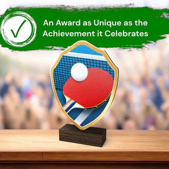 Arden Table Tennis Real Wood Shield Trophy