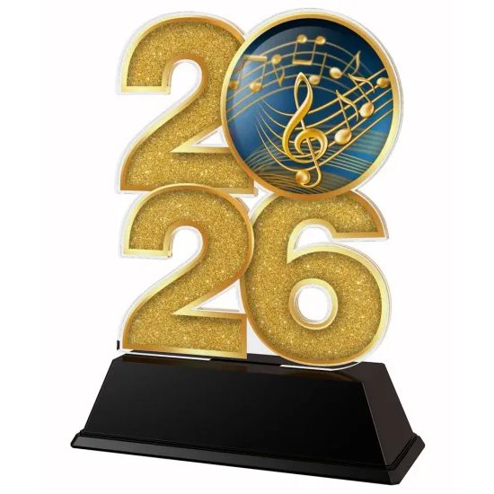 Music Notes Year Trophy – Award with Year Selection