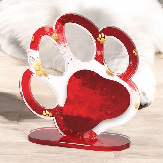 Hooch Dog Red Paw Print Trophy