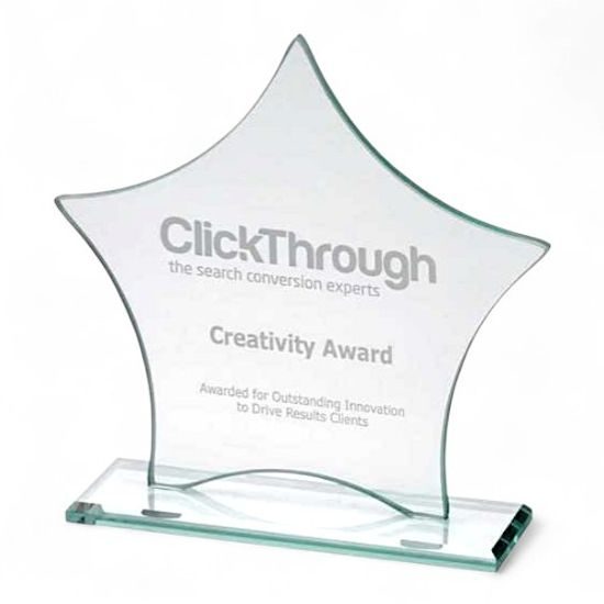 Stardust Engraved Jade Glass Star Award