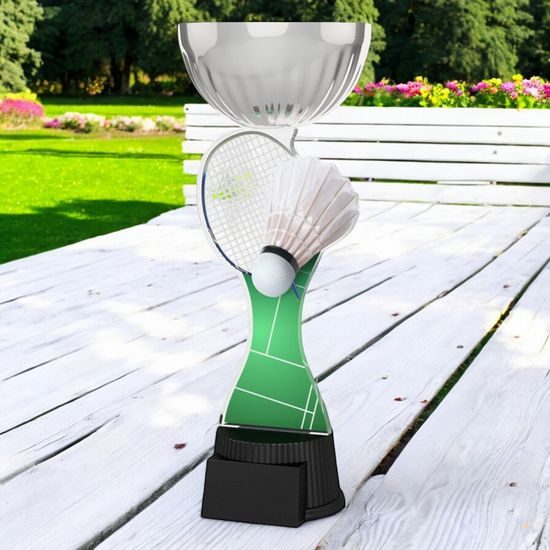 Montreal Badminton Racket and Shuttlecock Silver Cup Trophy