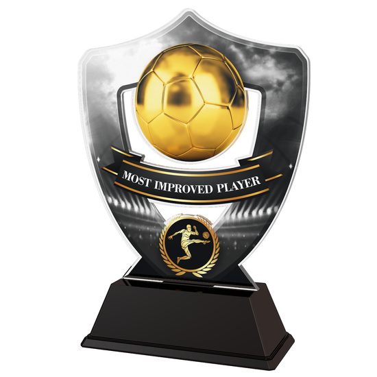 Silver and Gold Most Improved Player Football Shield Trophy