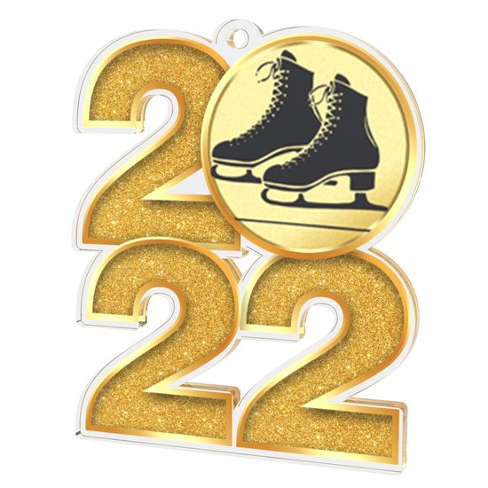 Ice Skating Boots 2022 Gold Acrylic Medal