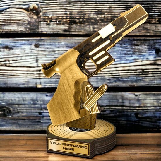 Grove Classic Pistol Shooting Real Wood Trophy