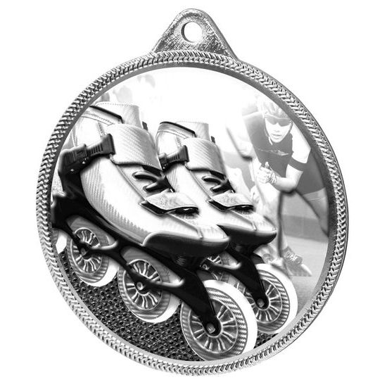 Inline Skating Classic Texture 3D Print Silver Medal