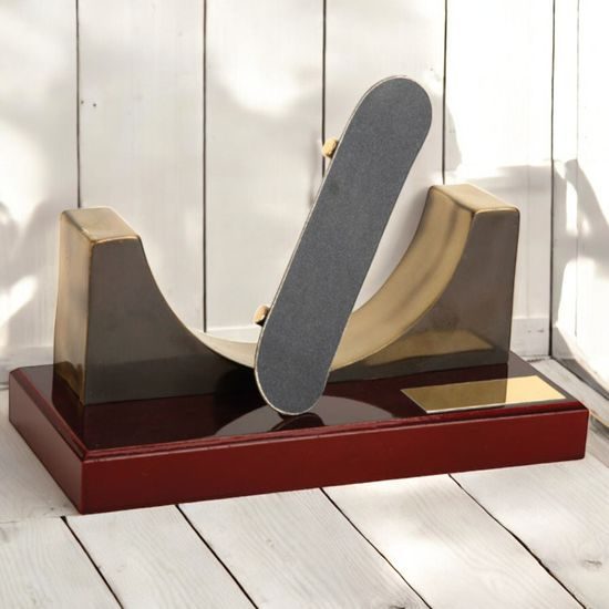 Mullen Skateboard Half Pipe Handmade Metal Trophy