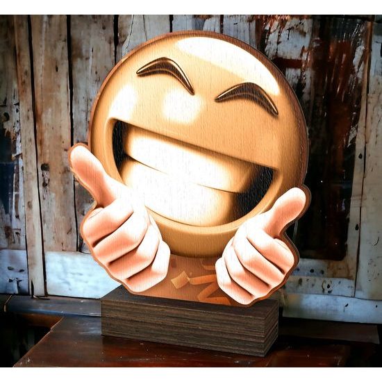 Sierra Classic Happy Emoji Real Wood Trophy